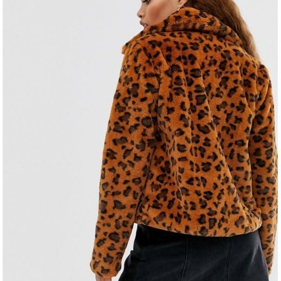 Brave Soul Carla Faux Fur Leopard Jacket- 4P- NWT - Picture 4 of 16
